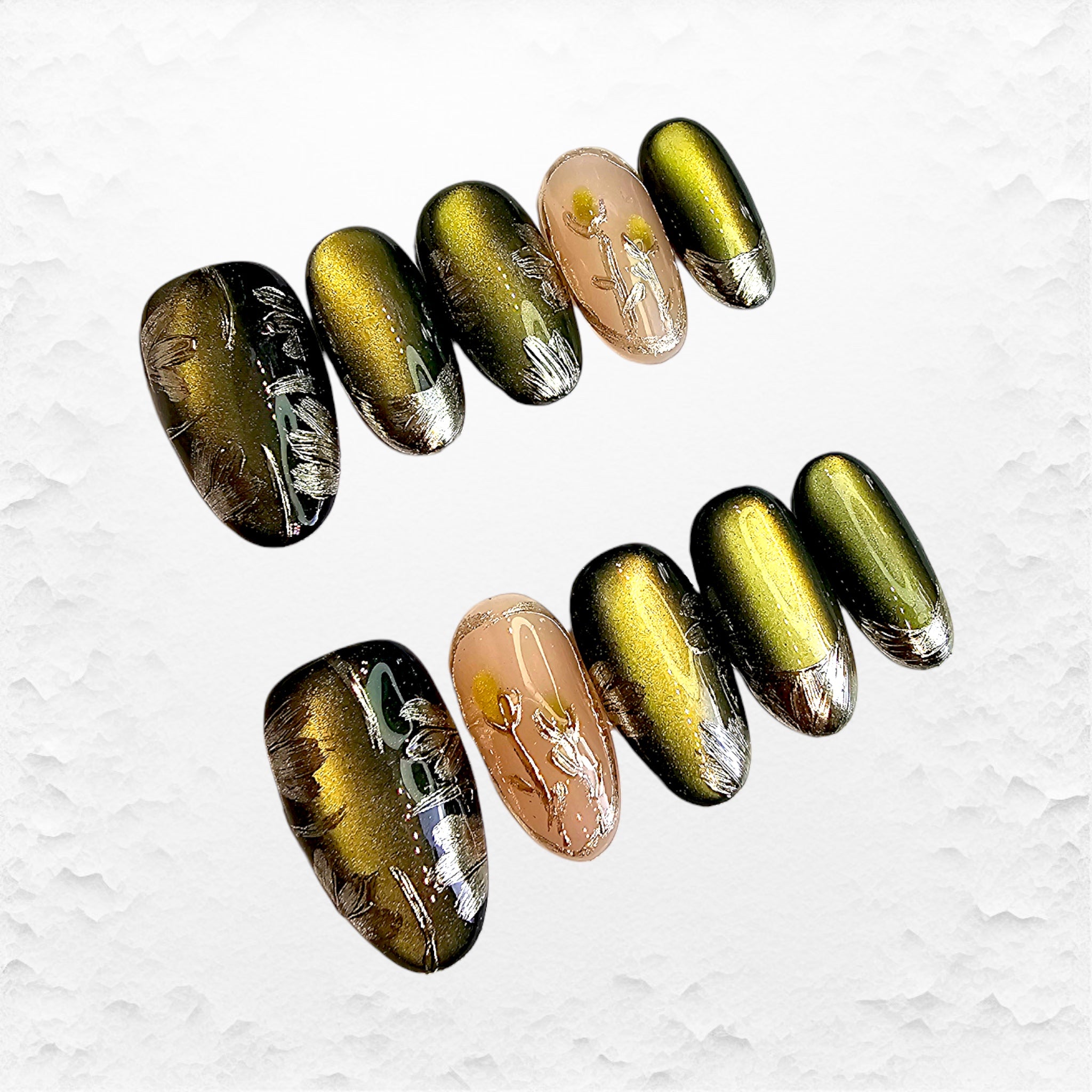 Press on nails, medelllånga mandelformade