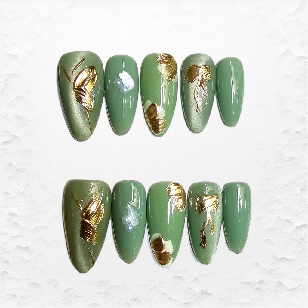 Press on nails, Gröna mandelformade