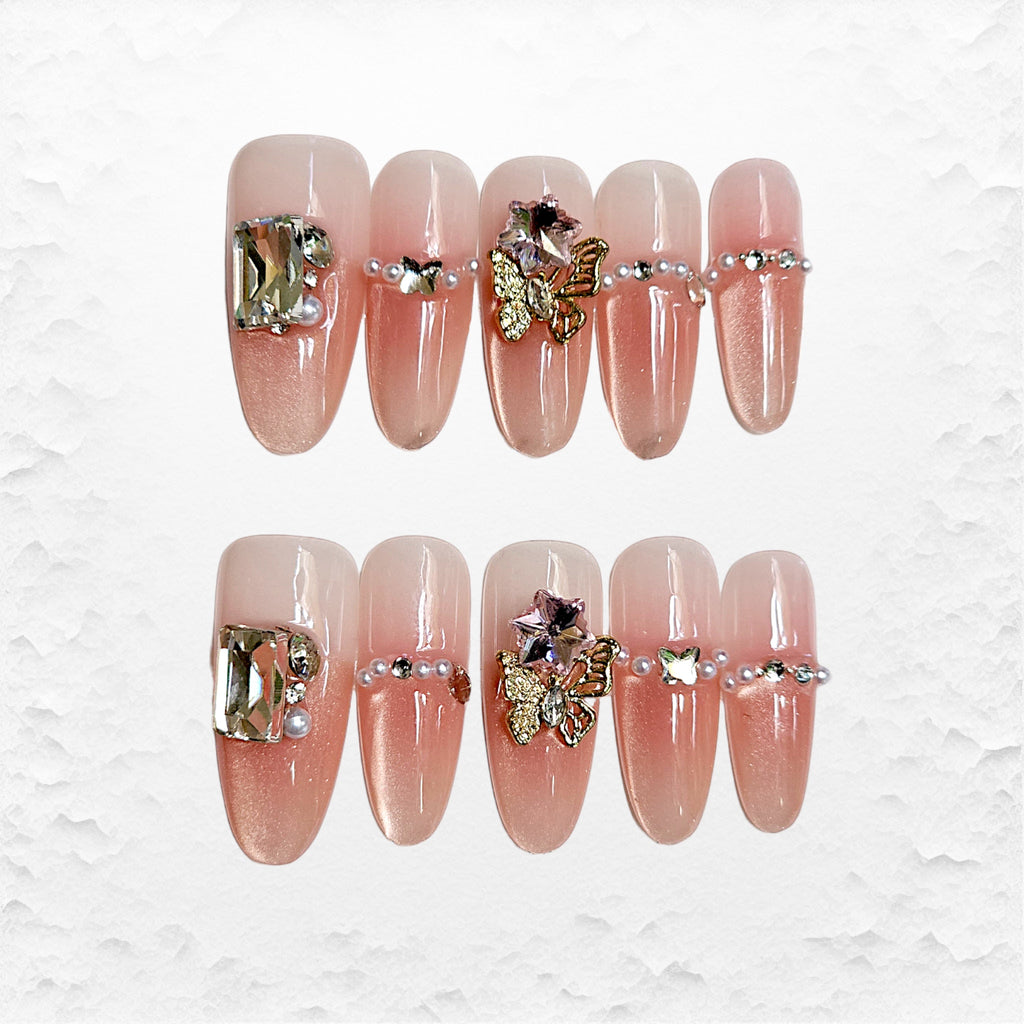 Press on nails, Ovala med bling