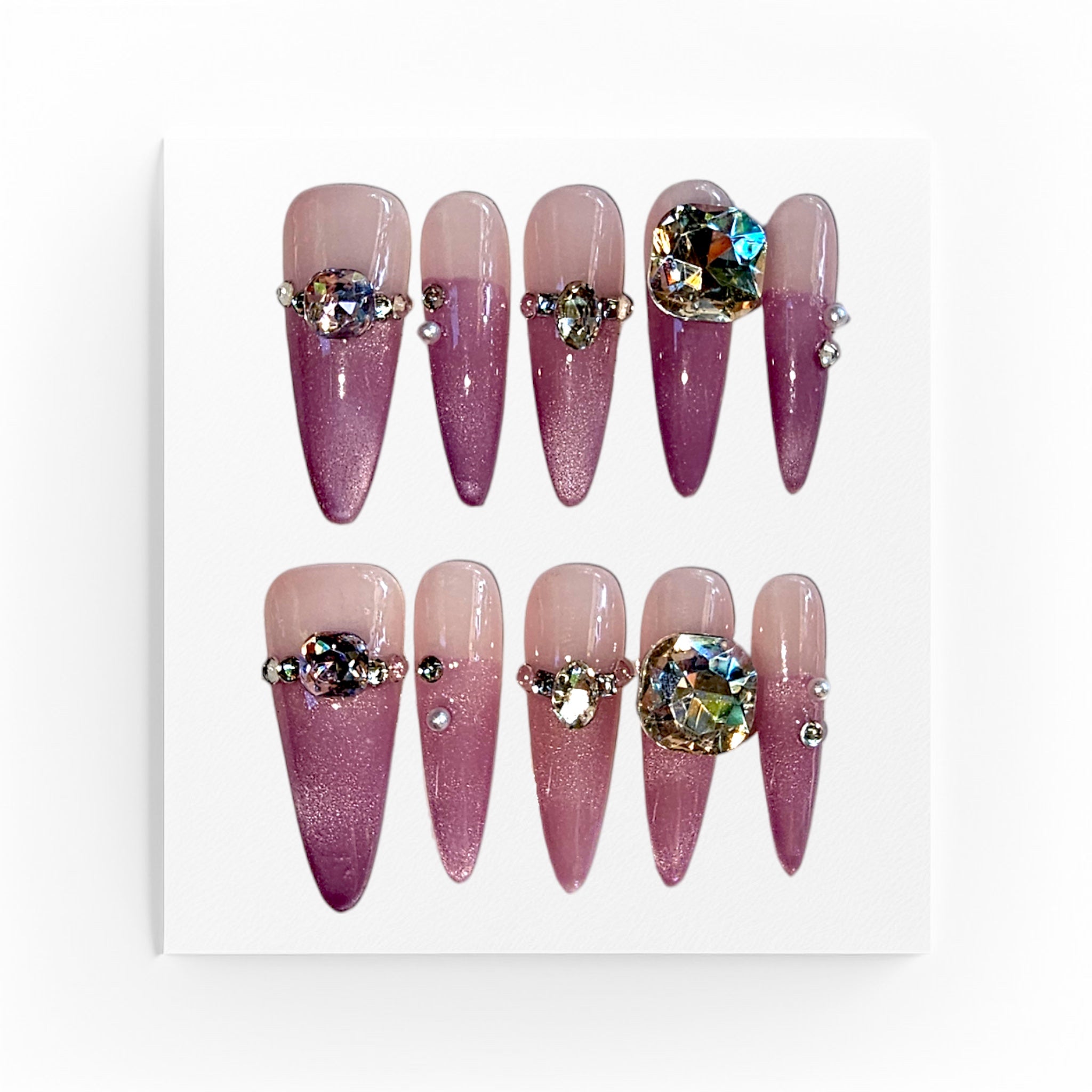 Handgjorda press on nails långa stilettos