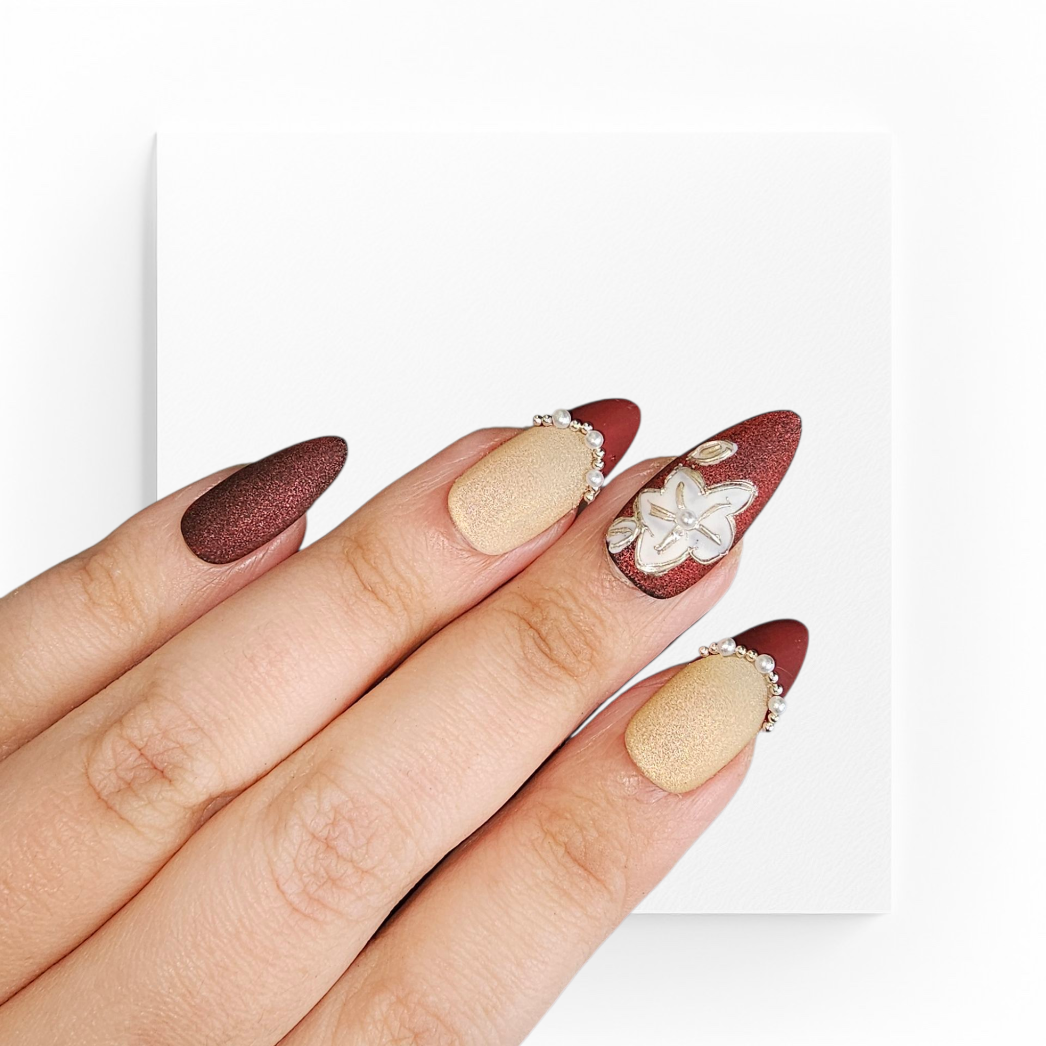 Handgjorda press on nails,mediumlånga mandlar