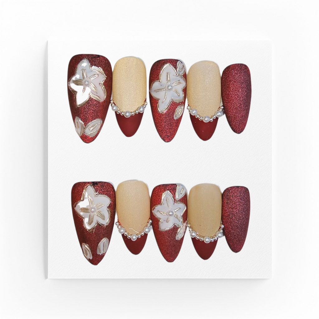 Handgjorda press on nails,mediumlånga mandlar
