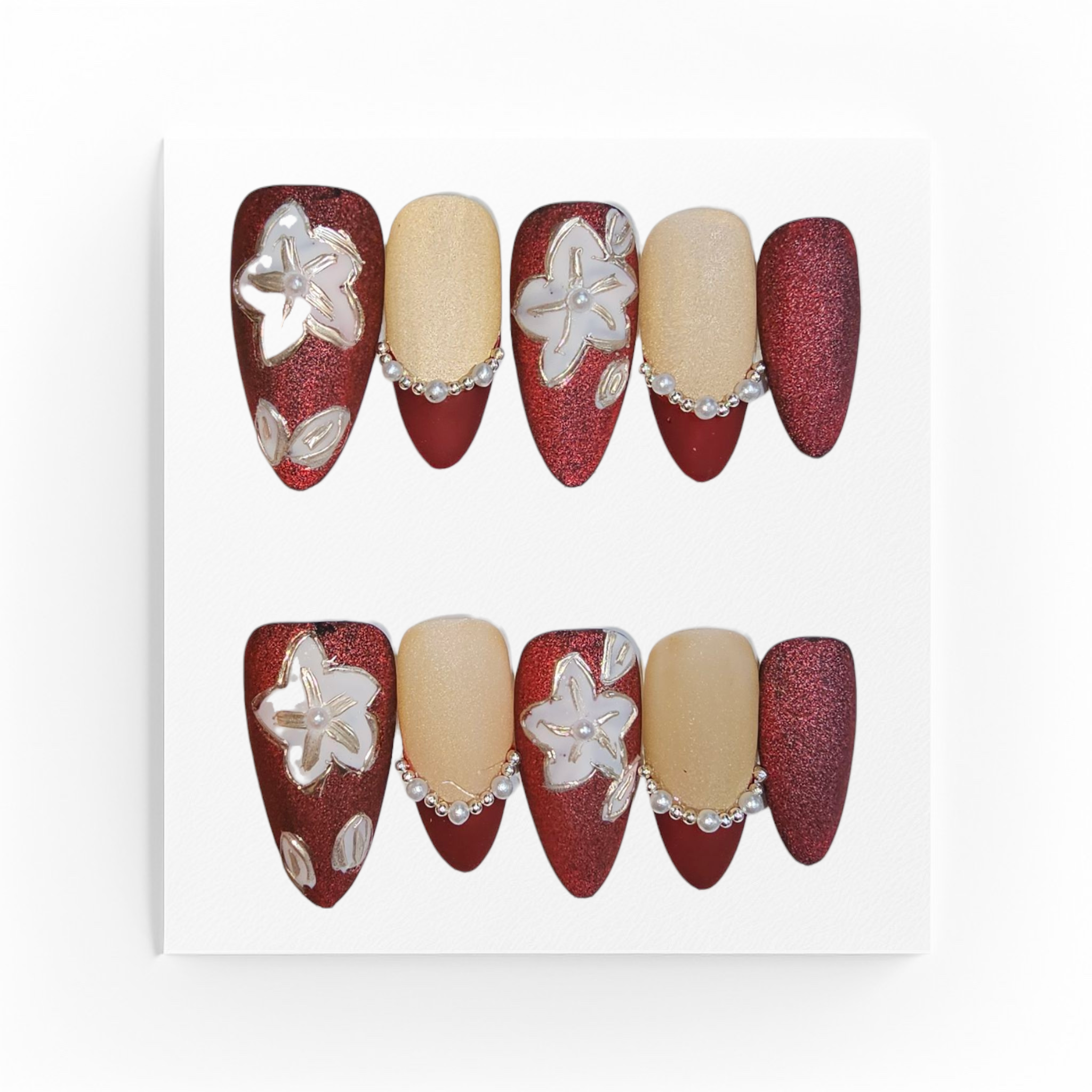 Handgjorda press on nails,mediumlånga mandlar