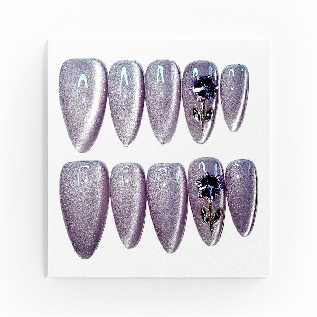 Handgjorda press on nails, mediumlånga mandlar